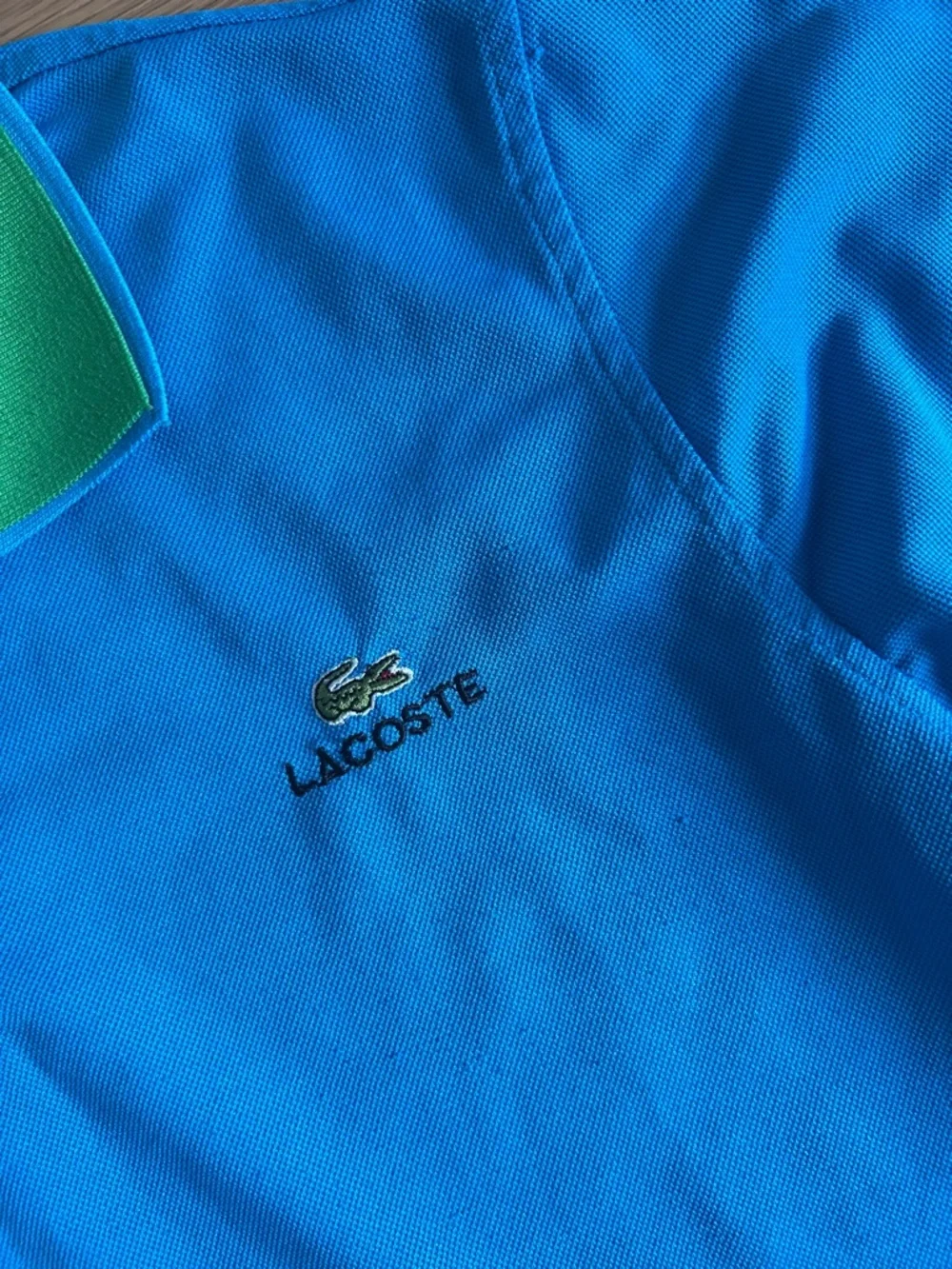 Lacoste Bright Blue Polo with Green Trim - Picture 3 of 9